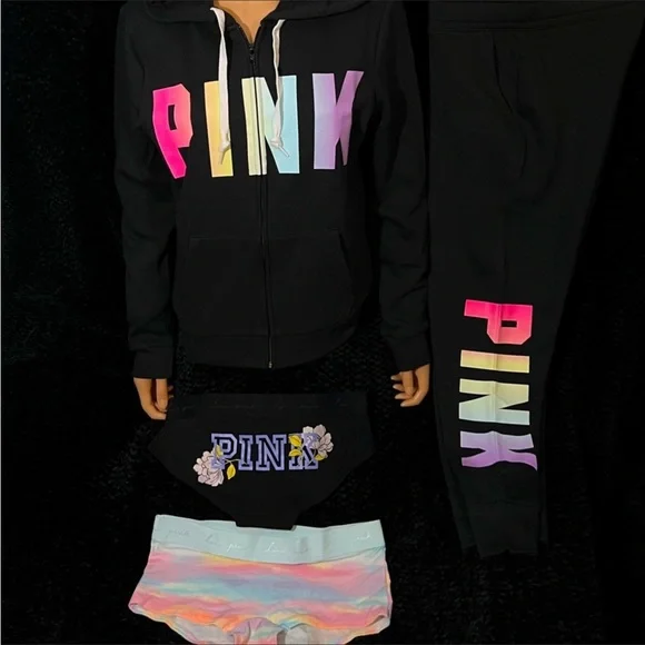 Pink Victoria Secret Gradient Classic Logo 2-PC Set /2-Pair Logo Panties SZ-LG - Picture 11 of 16